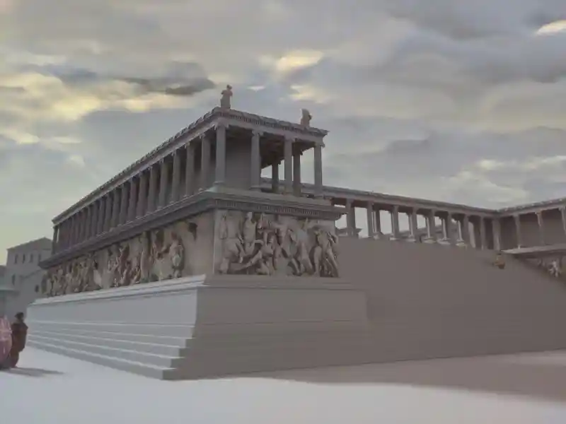Left side view of the Pergamon altar, located at the Pergamon museum